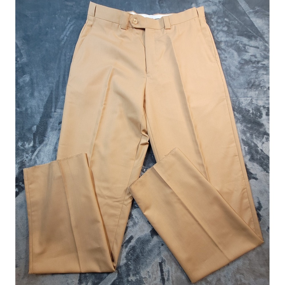 Falcone Dress Pants Mens 35W Relaxed‎ Baggy Fit Tan Polyester NWT